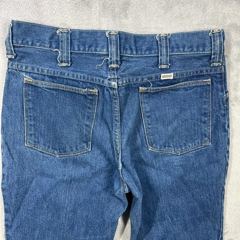 Sedgefield Bell Bottom Jeans Mens 33(32)x30(29) Blue Vintage 70s Flare USA Made